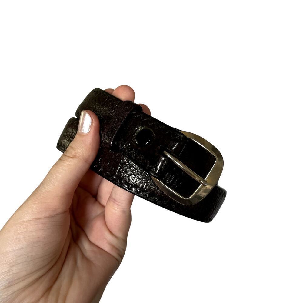 Black leather style belt womens' size S/M casual dress lightweight waist belt
